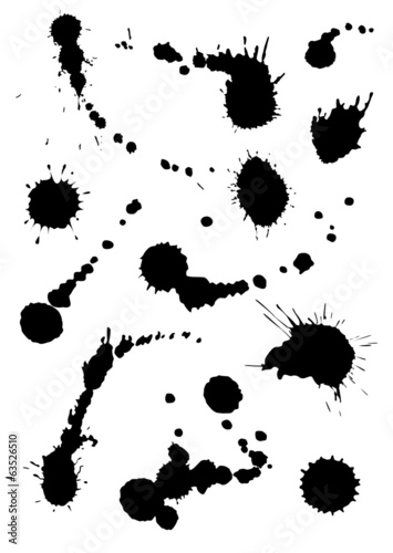 Silhouettes of black ink spots. vector