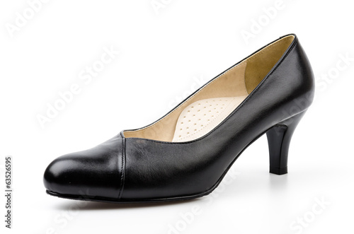 leather black shoes women isolated white background