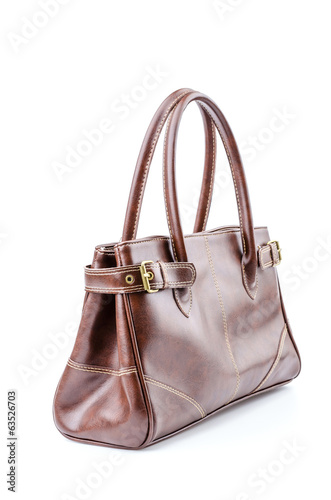 Woman leather bag isolated white background