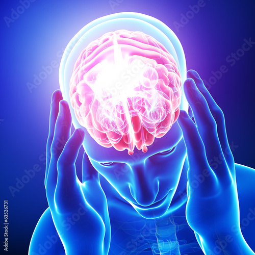 Anatomy of male brain pain in blue