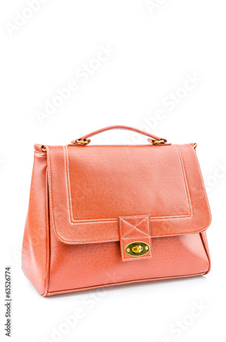 Woman leather bag isolated white background