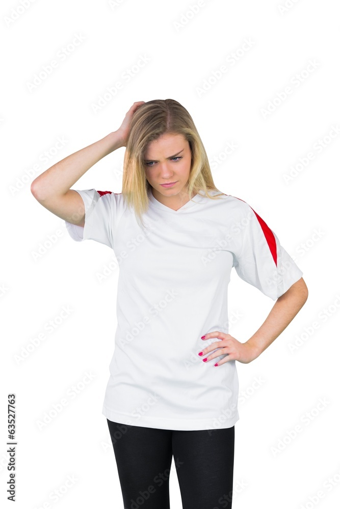 Disappointed football fan in white Disappointed football fan in white