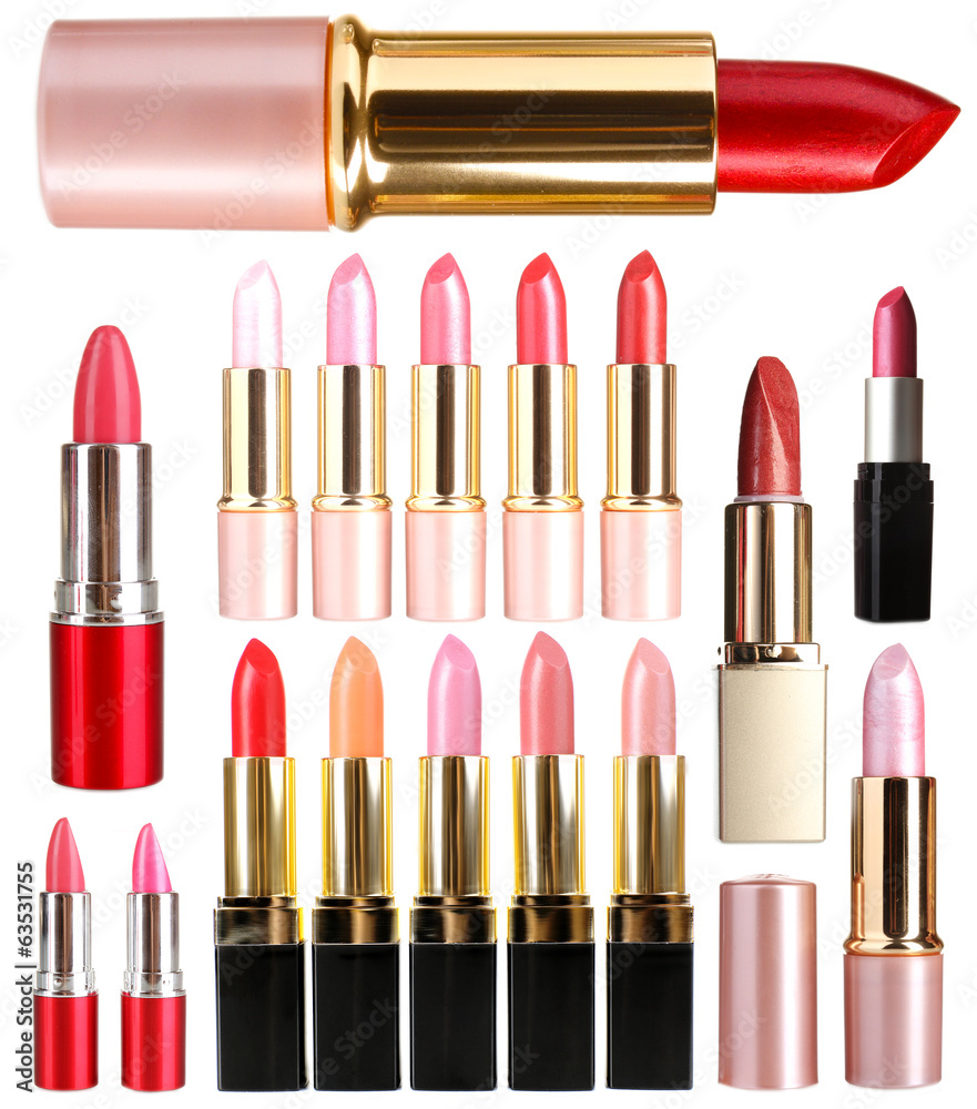 Obraz premium Beautiful lipsticks isolated on white