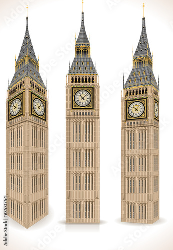 Canvas Print Big Ben Tower Isolated on White
