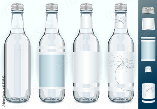 Four Glass Bottles with Generic Labels