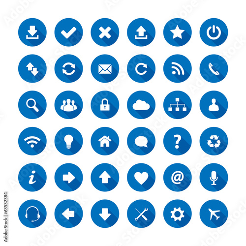 Blue long shadow style icons