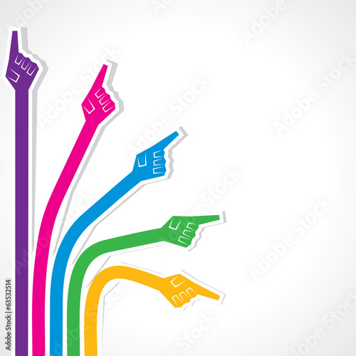 Creative colorful pointing hand stock vector