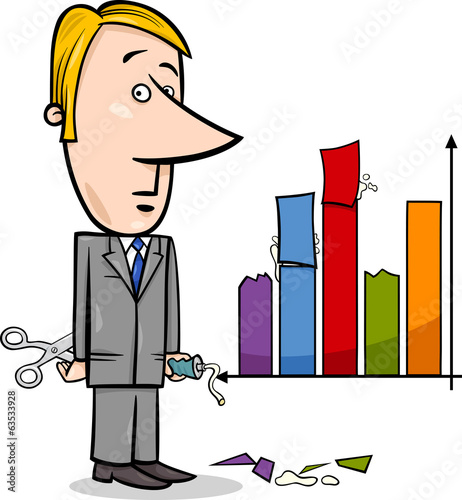 businessman and graph data cartoon