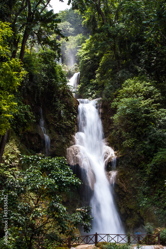 LUANG PRABANG  LAOS   The Kuang Si Falls. The falls begin in sha