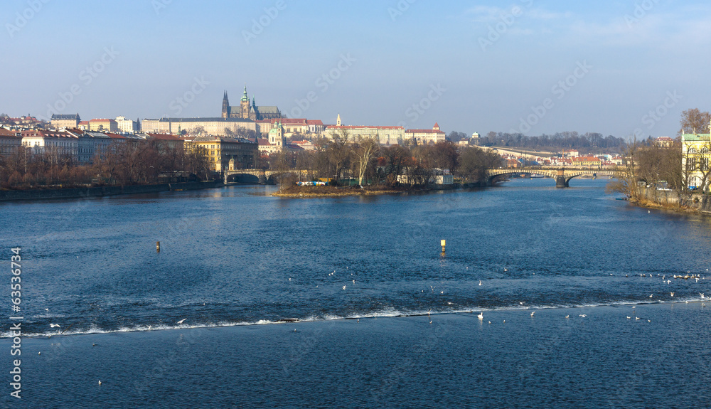 Prague on the banks of the river Vltava.