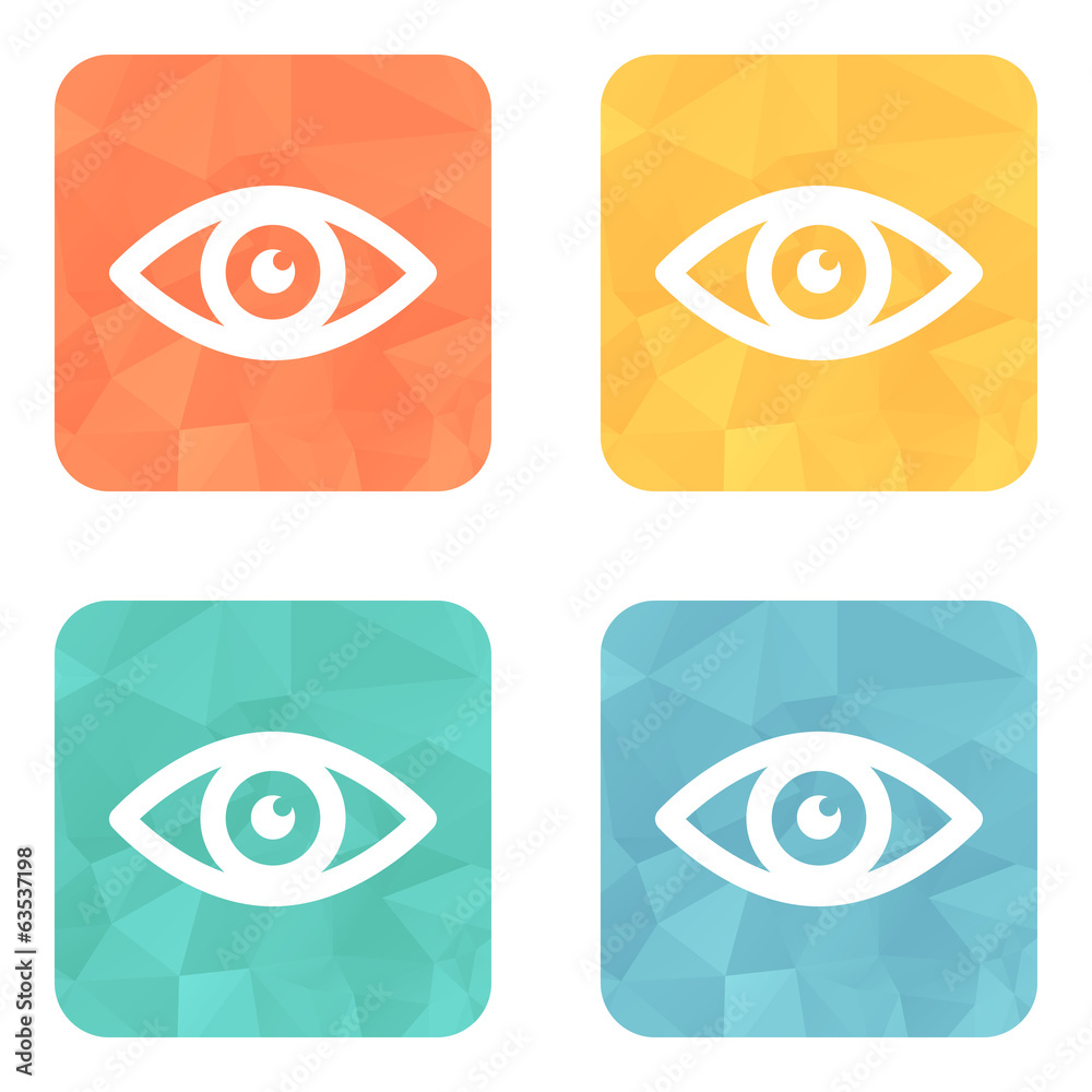 Collection of eyes icons on colored buttons Collection of eyes icons on colored buttons