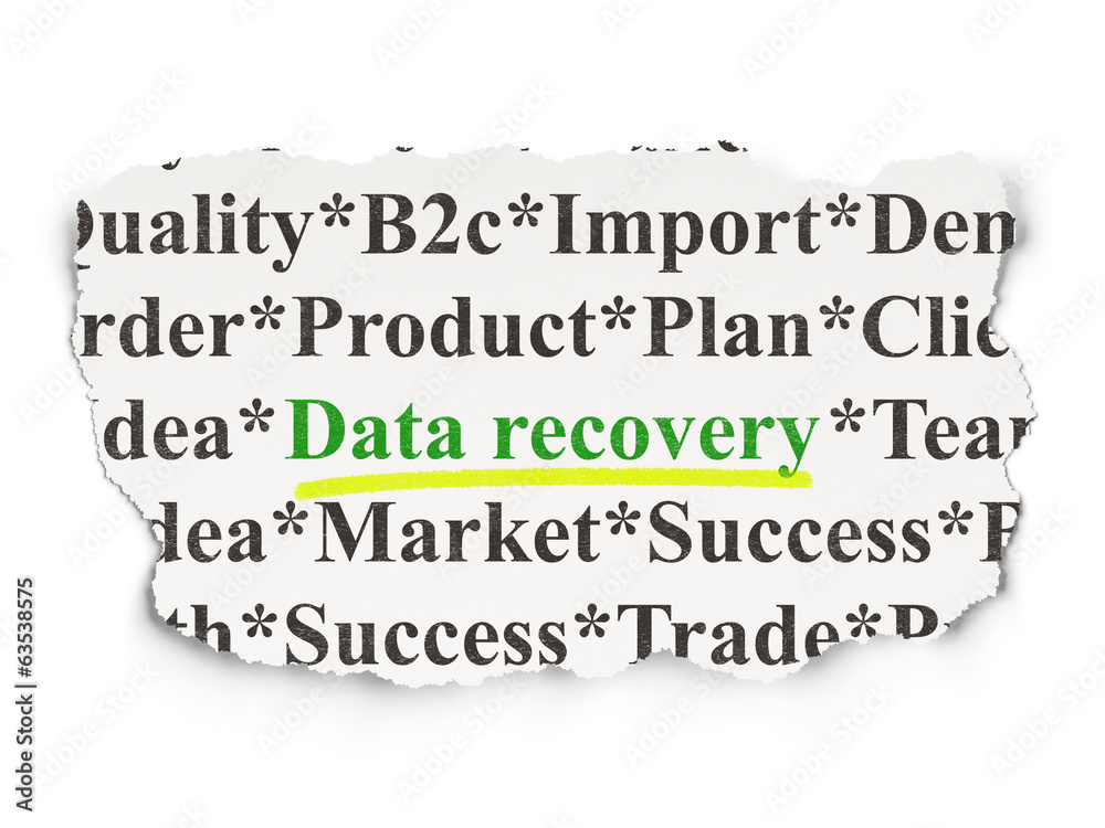 Information concept: Data Recovery on Paper background