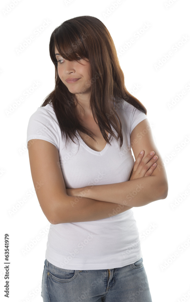 Pretty young woman looking bored while waiting Pretty young woman looking bored while waiting