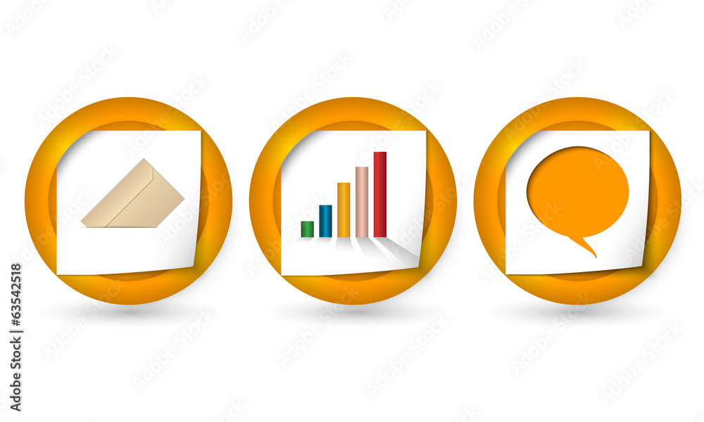 set of three vector icons with marks set of three vector icons with marks