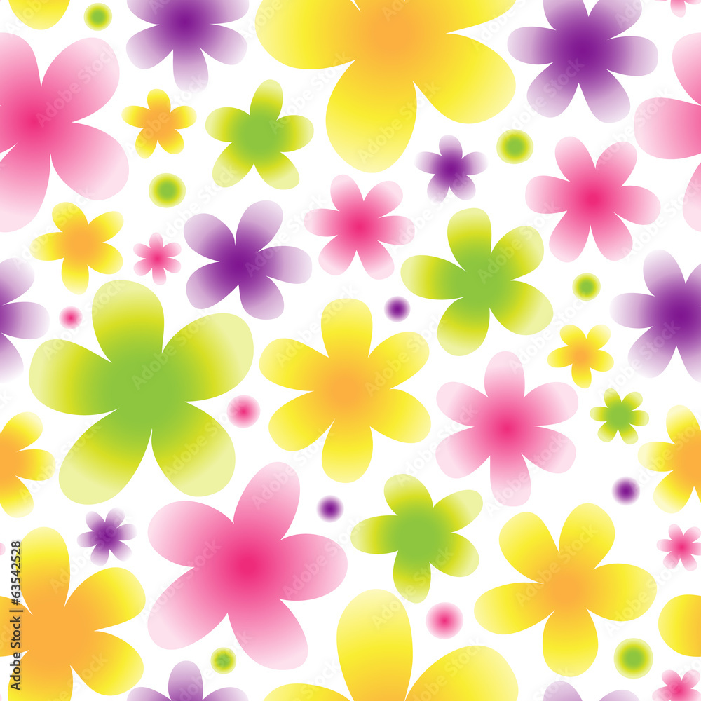 Bright floral seamless pattern on light background.