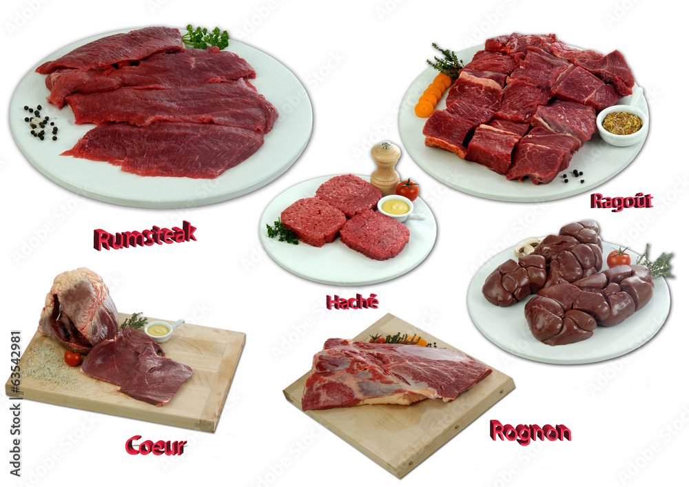 Tableau morceaux de boeuf pour restaurant 3D Stock Photo | Adobe Stock