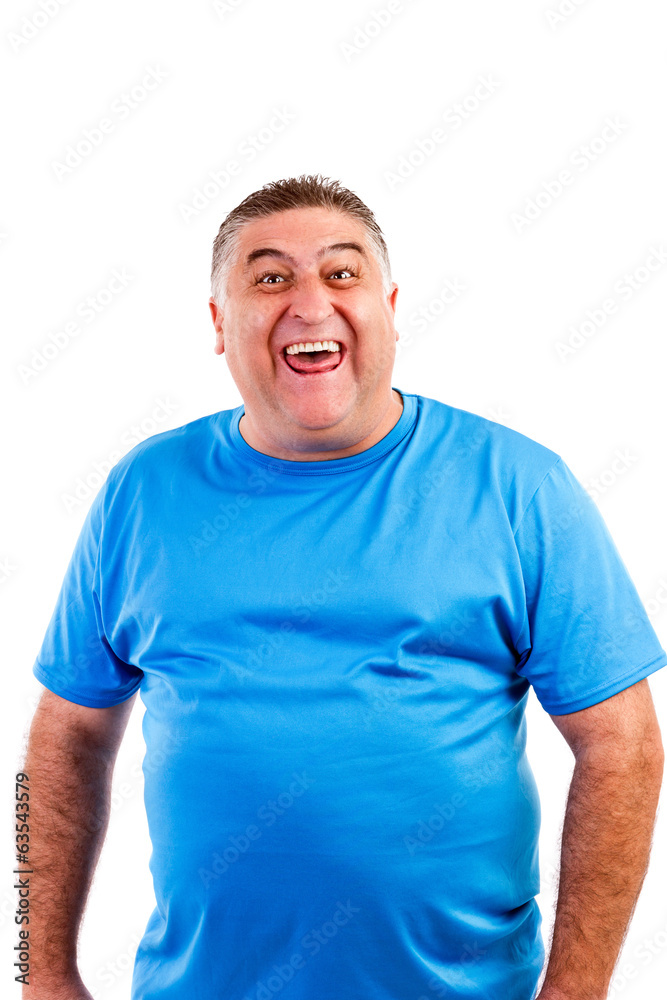 Man laughing hysterically at something hilarious with a funny ex