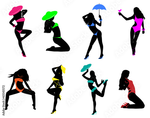 Beach women silhouettes