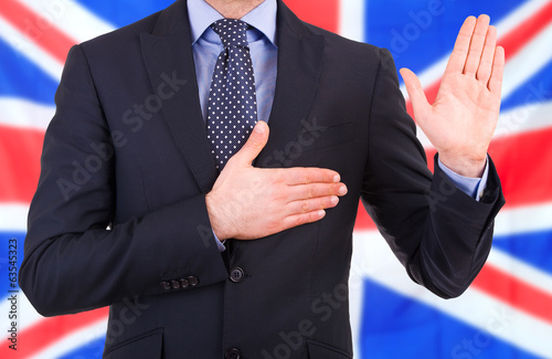 Foto Businessman taking oath.