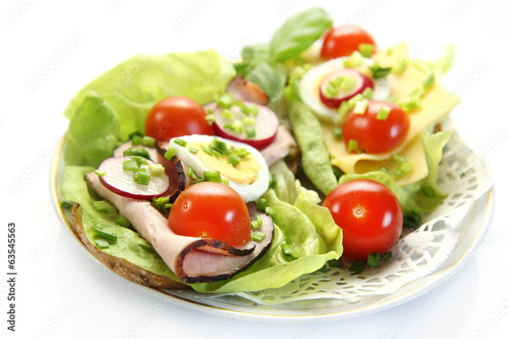 spring healthy sandwich with vegetable and smoked ham on white b spring healthy sandwich with vegetable and smoked ham on white b