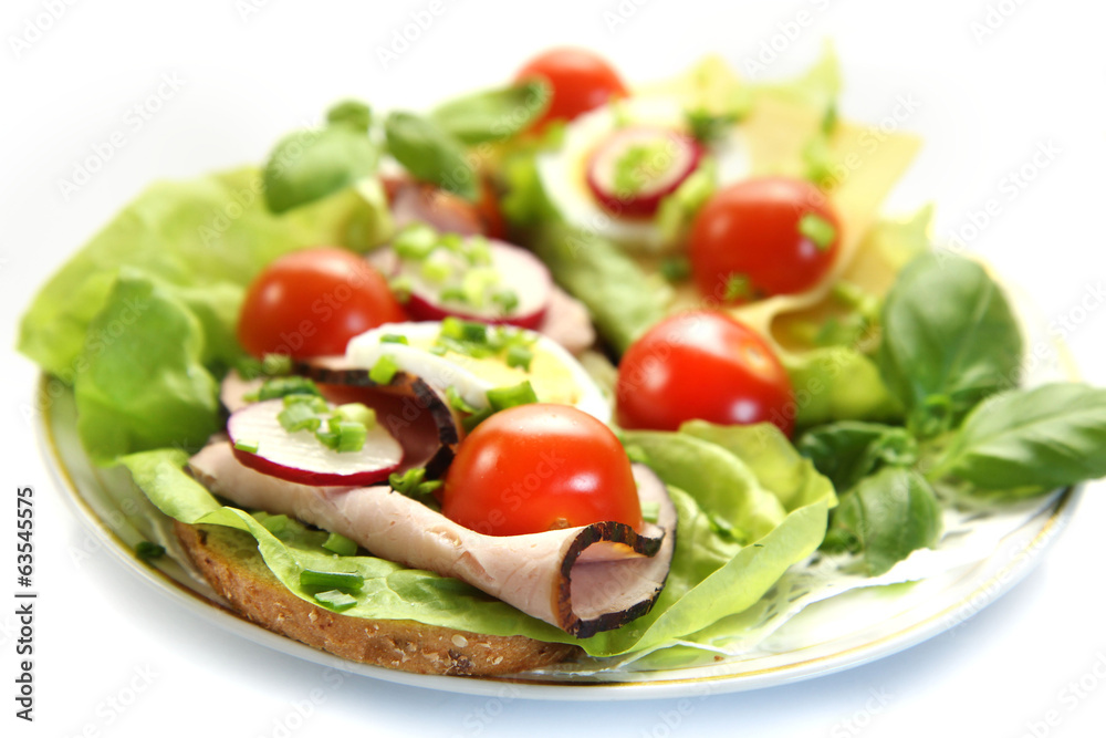 spring healthy sandwich with vegetable and smoked ham on white b spring healthy sandwich with vegetable and smoked ham on white b