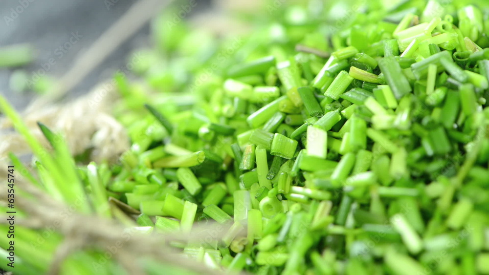 Portion of fresh cutted Chive (loopable HD video) Portion of fresh cutted Chive (loopable HD video)