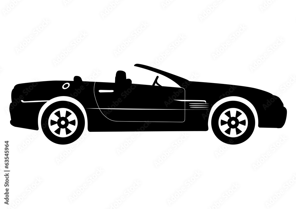 Black Convertible Car Vector Illustration