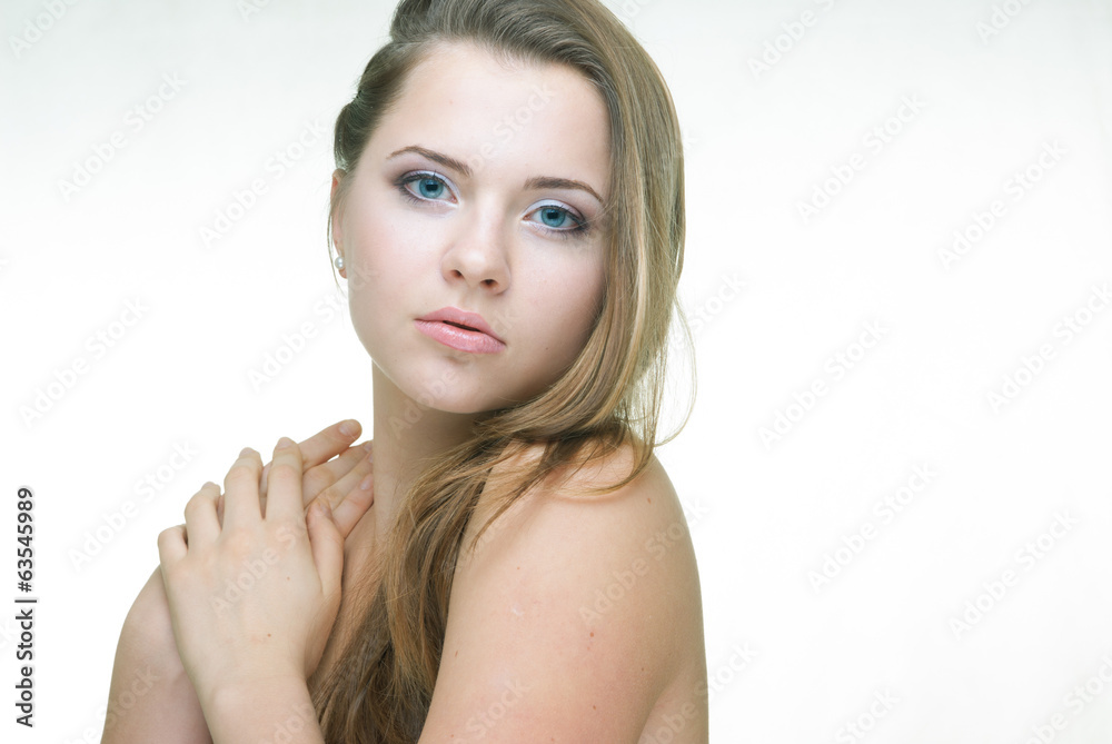 Naklejka premium Beauty portrait of girl isolated on white