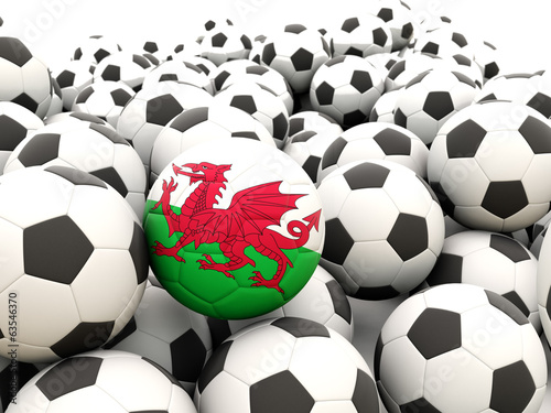 Football with flag of wales