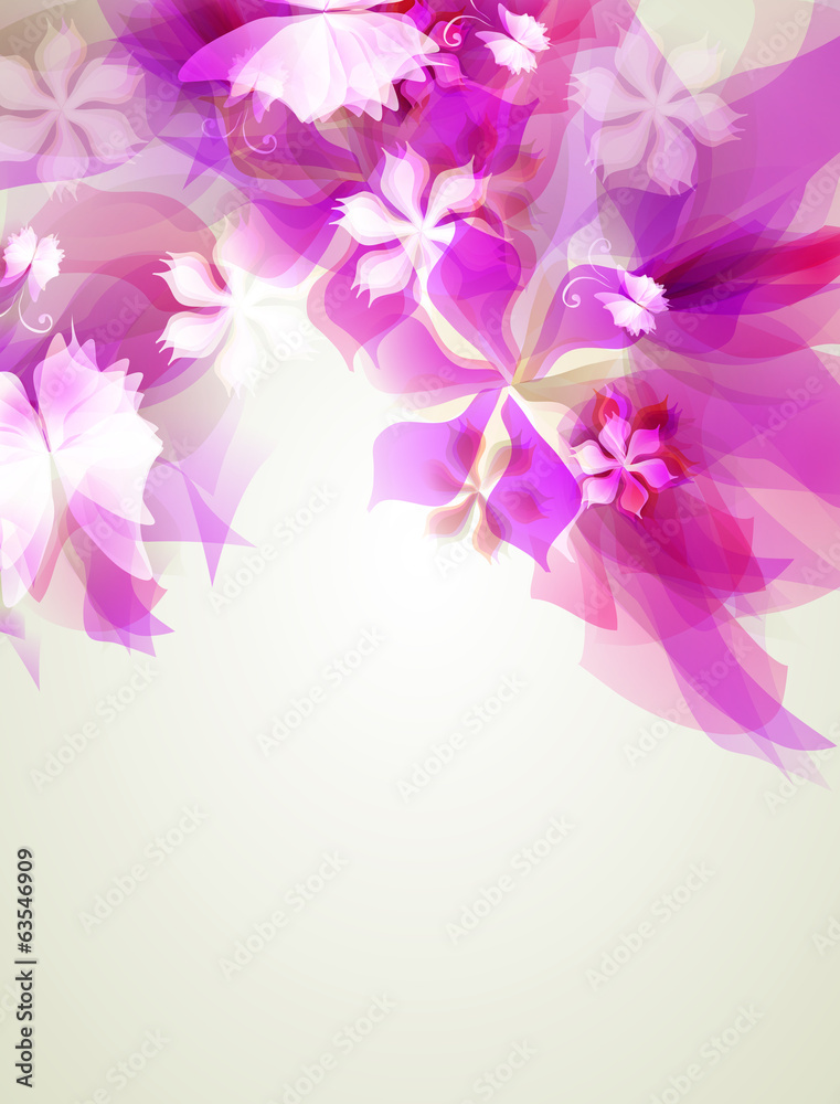 Abstract artistic Background with pink floral element