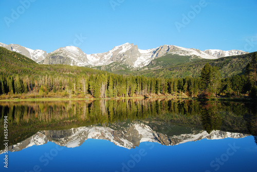 Reflection in Sprague lake  Rocky Mountain National Park  CO  US