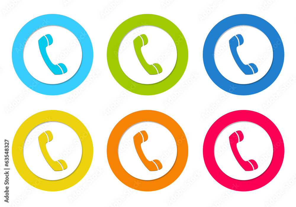 Colorful rounded icons with phone symbol Colorful rounded icons with phone symbol