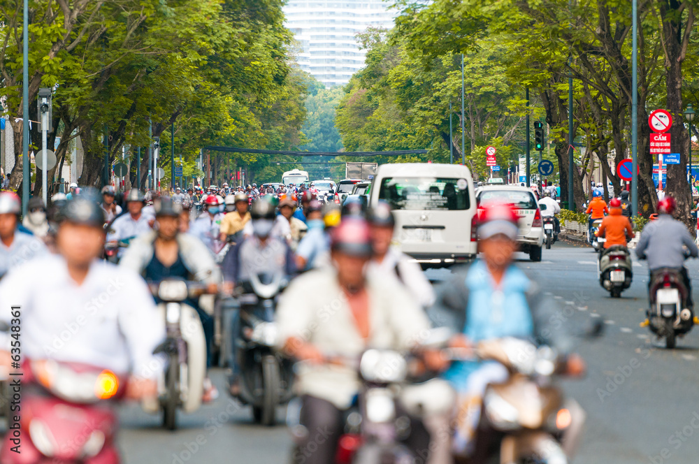 Obraz premium Busy street in Ho Chi Minh City. Vietnam.