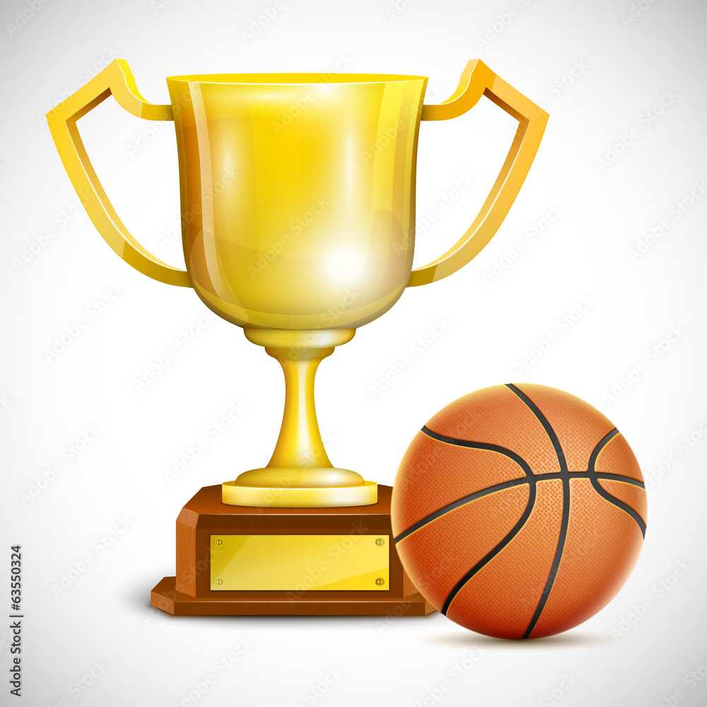 Golden Trophy Cup With Basketball. Golden Trophy Cup With Basketball.
