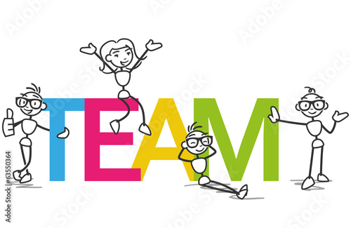 Stick man group stick figures letters TEAM