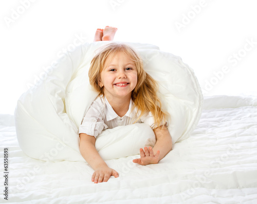 portrait of a little girl goes to bed, bed, sleep, rest