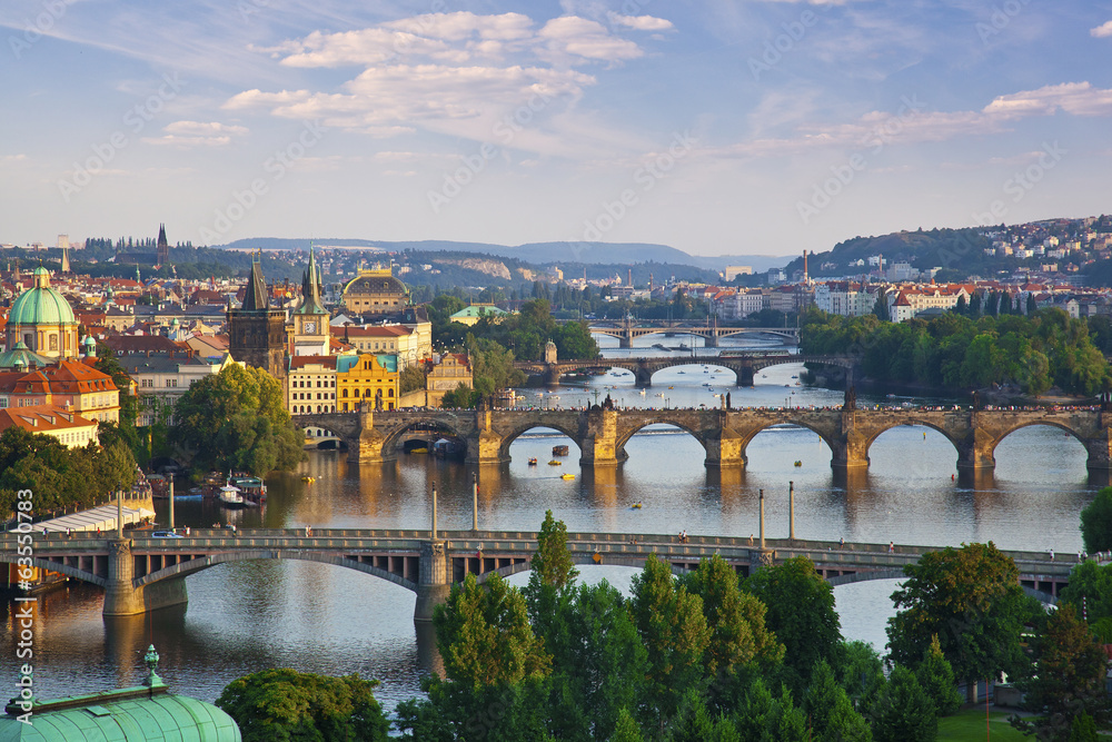 Beautiful bridges above Vltava, Prague