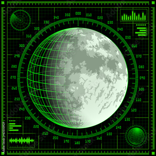 Radar screen with Moon