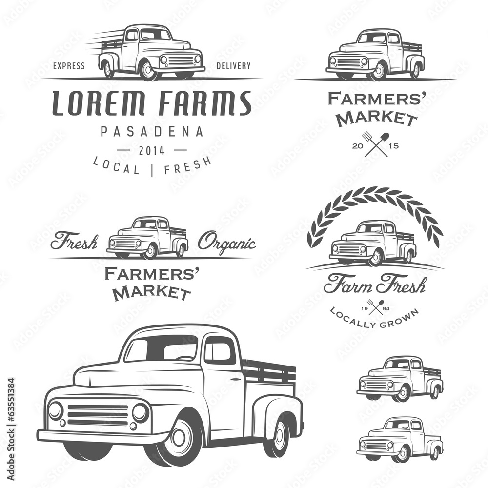 Naklejka premium Set of retro farming labels, badges and design elements