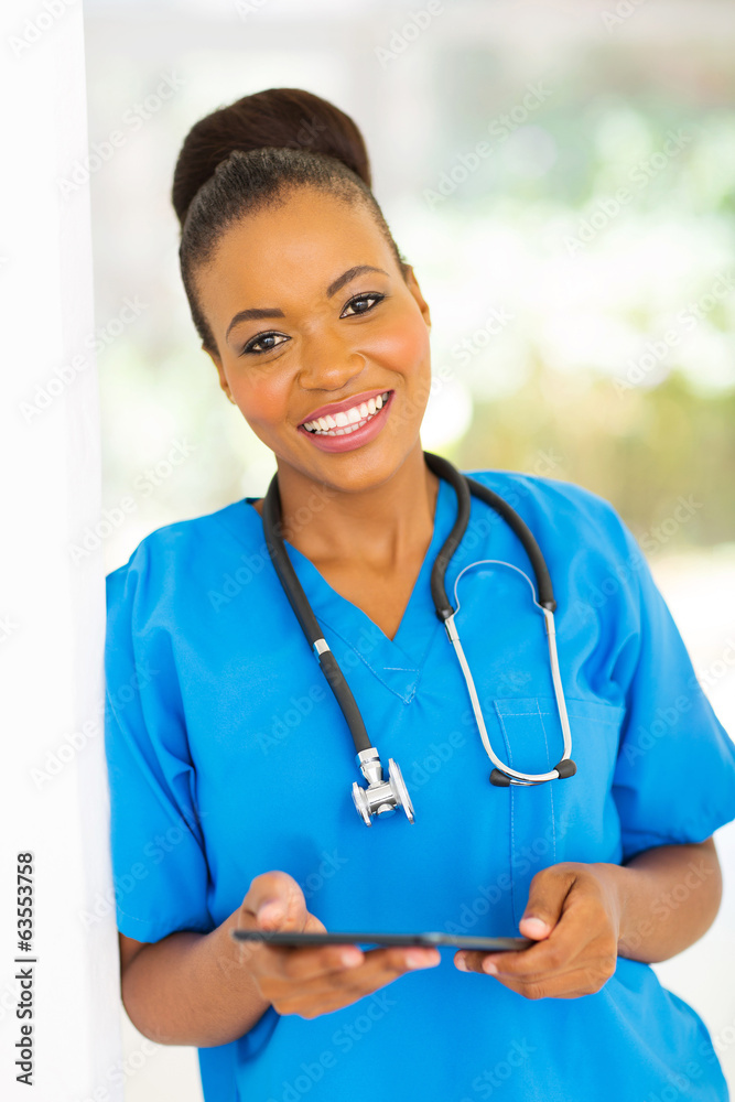african american medical worker with tablet computer african american medical worker with tablet computer