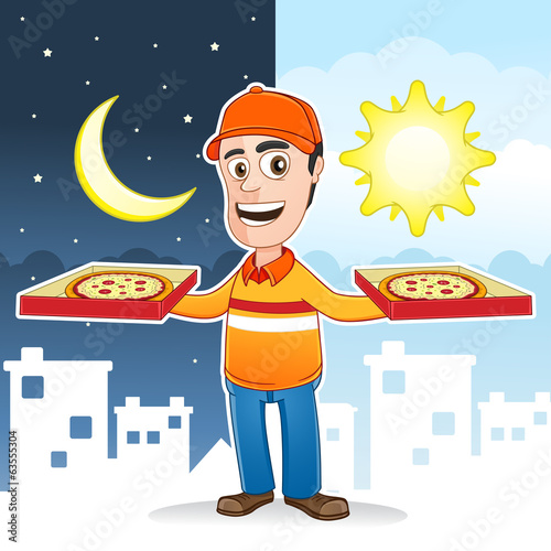 Pizza delivery man - 24 hours a day service