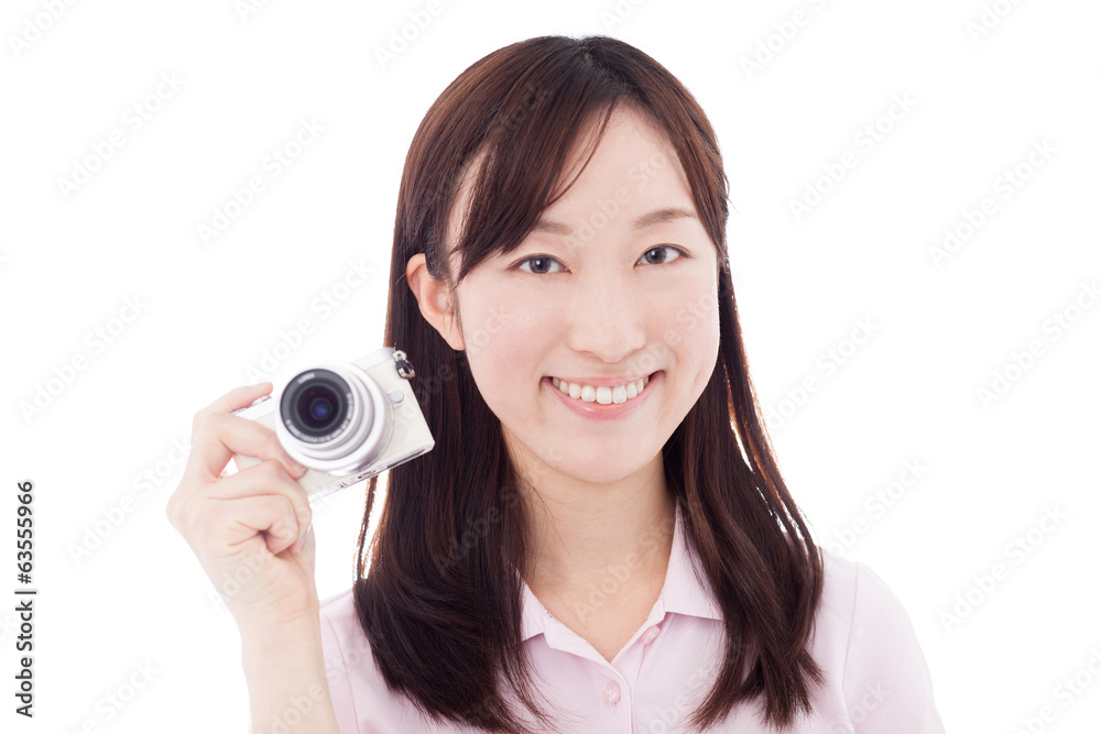 カメラを持った女性