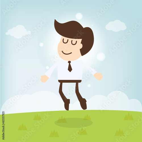 businessman freedom and happy