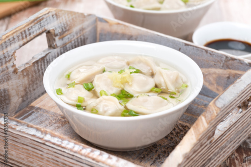 chicken soup with Chinese dumplings