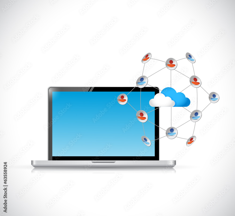 laptop social media network concept illustration laptop social media network concept illustration