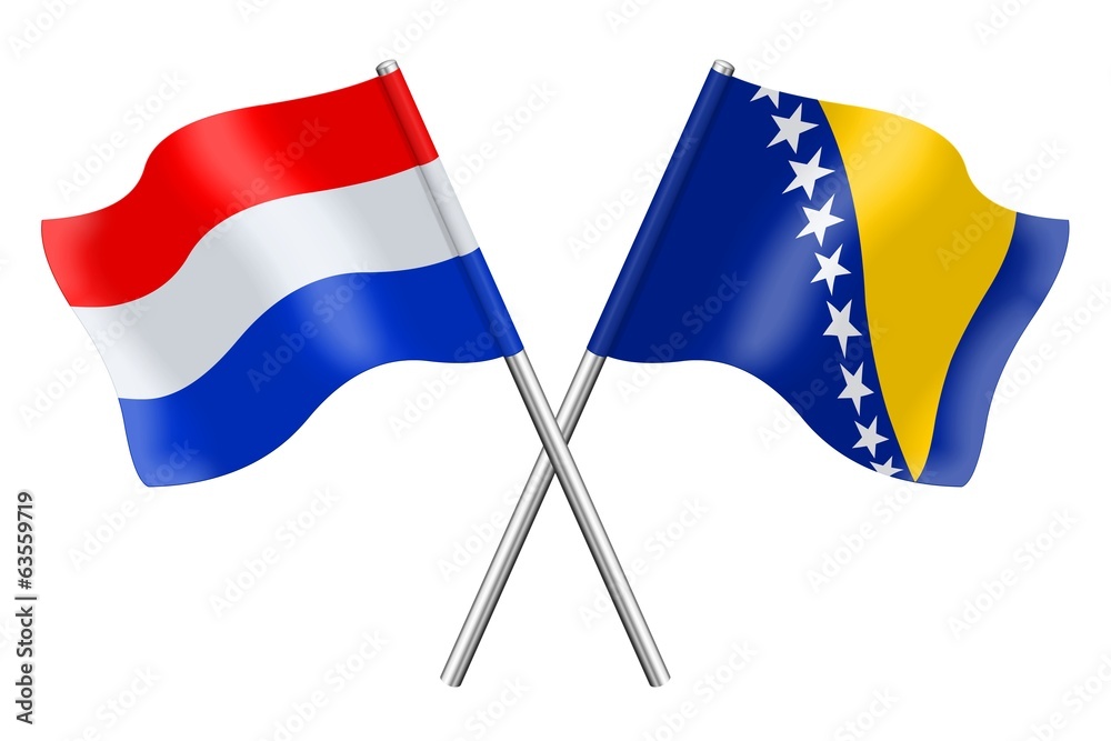 Flags: the Netherlands and Bosnia-Herzegovina Flags: the Netherlands and Bosnia-Herzegovina