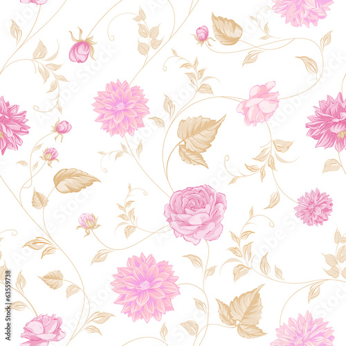 Seamless texture of pink roses for textiles