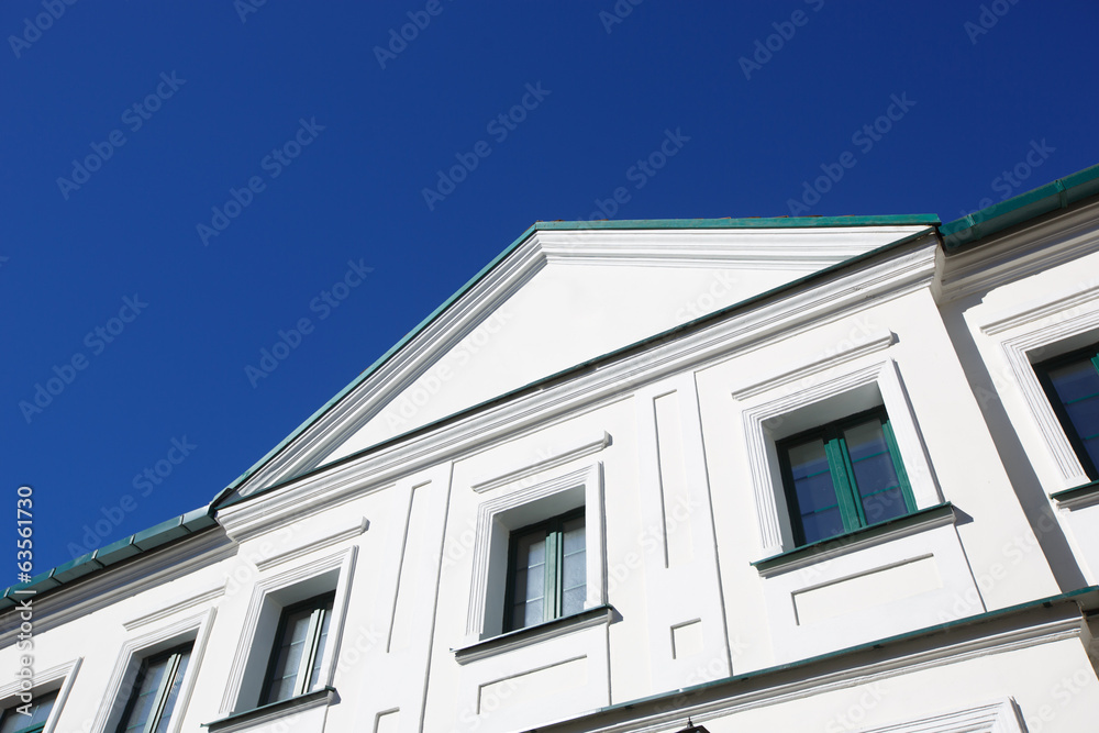 bottom view of the walls of the big city's buildings