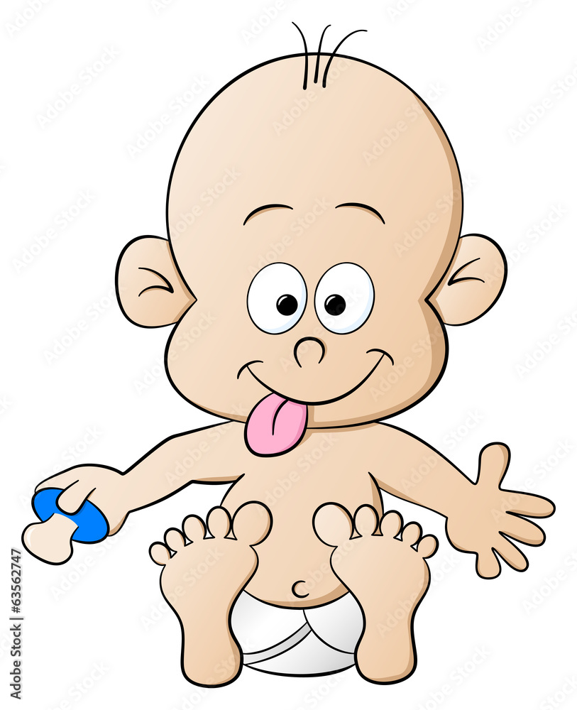 Baby mit Schnuller auf weißem Hintergrund
