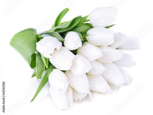 Fototapeta Naklejka Na Ścianę i Meble -  Beautiful bouquet of white tulips isolated on white